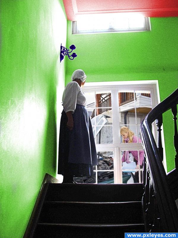 lady on stairs